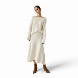 COMMENSE Oversized Sweater Two Piece Skirt Set COLOR - Off-White NWT